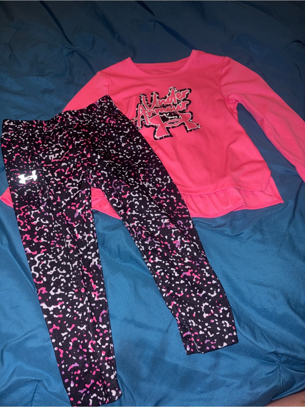 Under Armour Hot Pink Long Sleeve Top with Black Logo